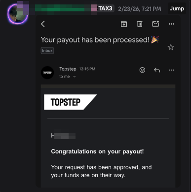 Cory: your payout has been processed