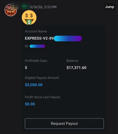 TK: $17,371 balance, $5,000 payout